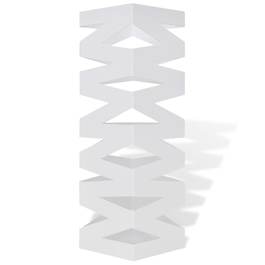 vidaXL White Square Umbrella Stand Storage Holder Walking Stick Steel 19.1"-4