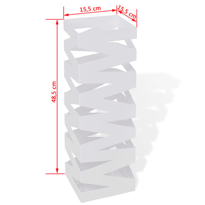 vidaXL White Square Umbrella Stand Storage Holder Walking Stick Steel 19.1"-3