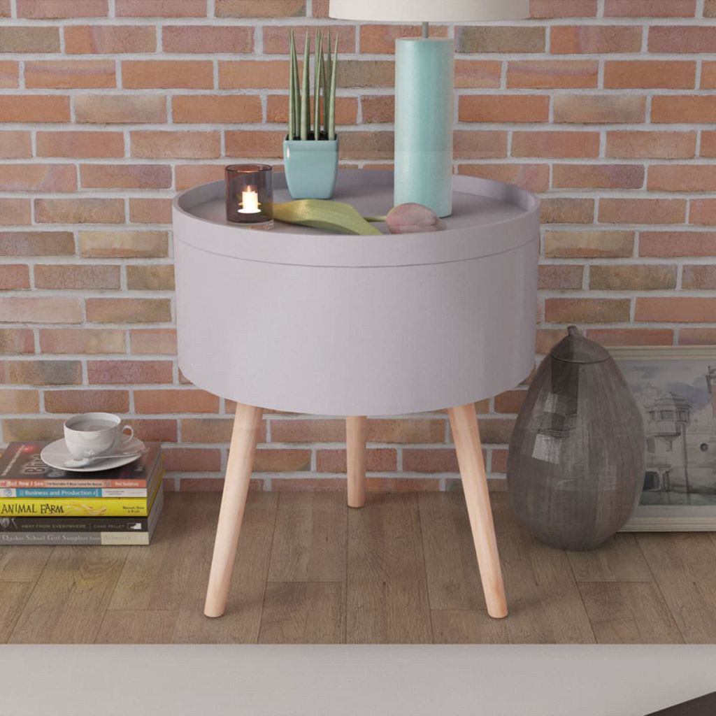 vidaXL Side Table with Serving Tray Accent Sofa End Table Furniture Round-6