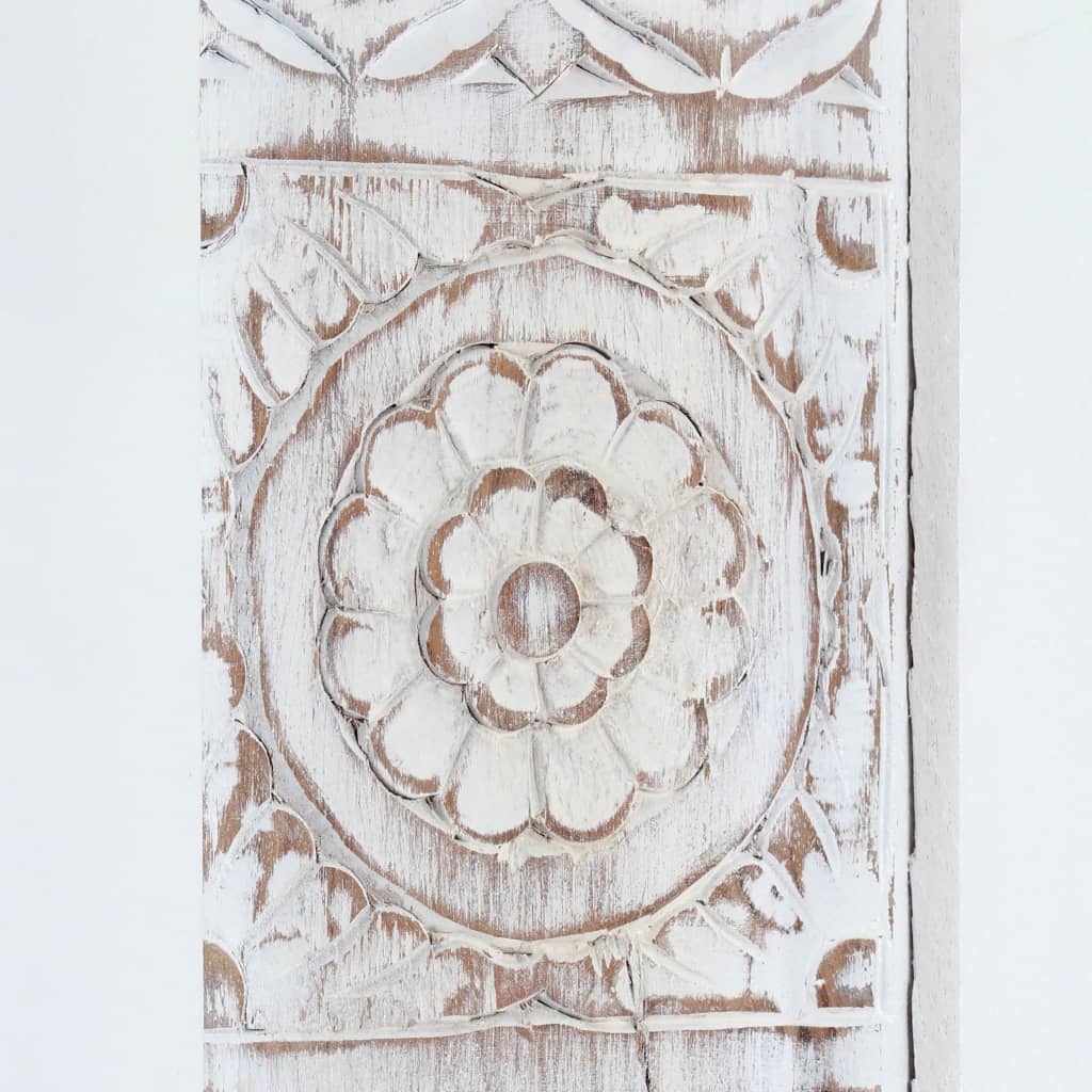 vidaXL Carved Sideboard White 23.6"x11.8"x35" Solid Mango Wood-2