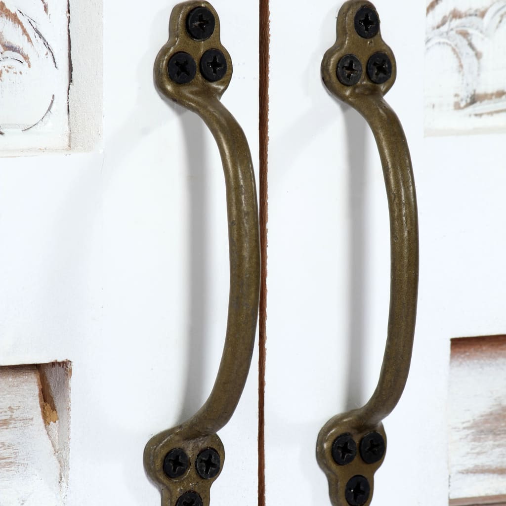 vidaXL Carved Sideboard White 23.6"x11.8"x35" Solid Mango Wood-3