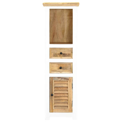 vidaXL Highboard White and Brown 15.7"x11.8"x50.3"  Solid Rough Mango Wood-2