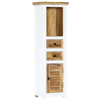 vidaXL Highboard White and Brown 15.7"x11.8"x50.3"  Solid Rough Mango Wood-0