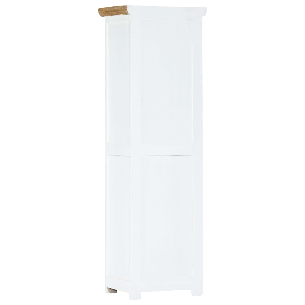 vidaXL Highboard White and Brown 15.7"x11.8"x50.3"  Solid Rough Mango Wood-4