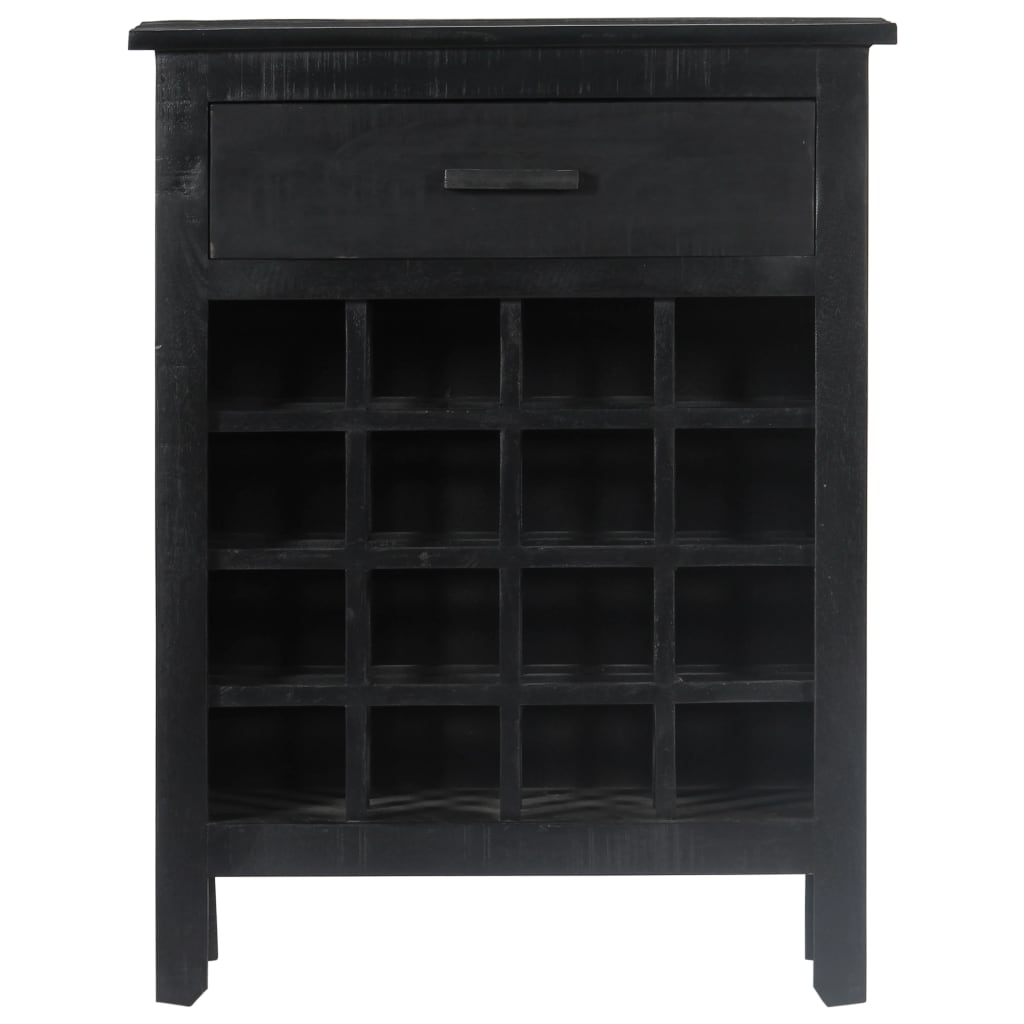 vidaXL Wine Rack Black 22"x13.8"x29.5" Solid Mango Wood-2