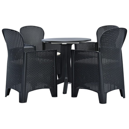 vidaXL Patio Bistro Set Table and Chairs Dining Set Plastic Rattan Anthracite-1