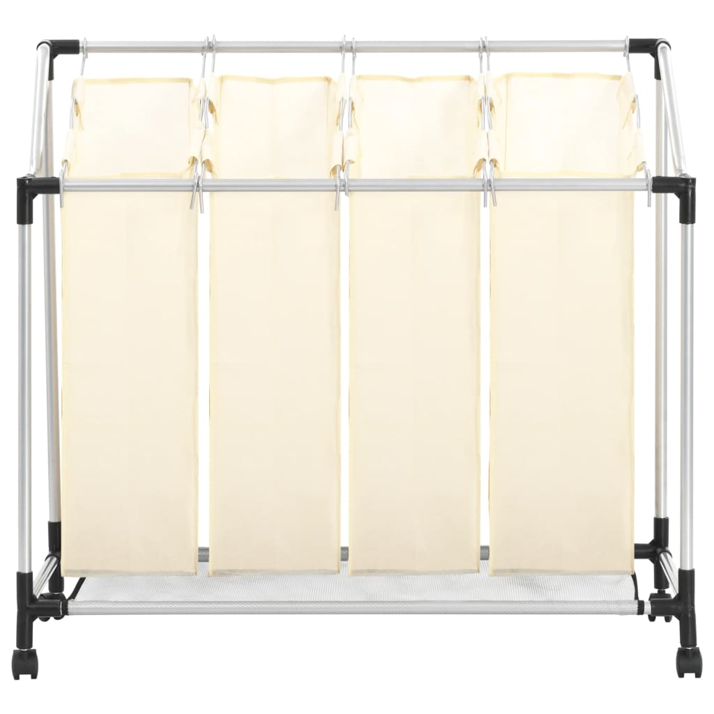 vidaXL Laundry Sorter with 4 Bags Cream Steel-1