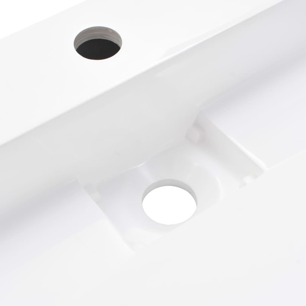 vidaXL Wash Basin Mineral Cast/Marble Cast White Washroom Sink Multi Sizes-1