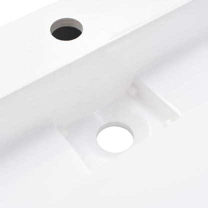 vidaXL Wash Basin Mineral Cast/Marble Cast White Washroom Sink Multi Sizes-1