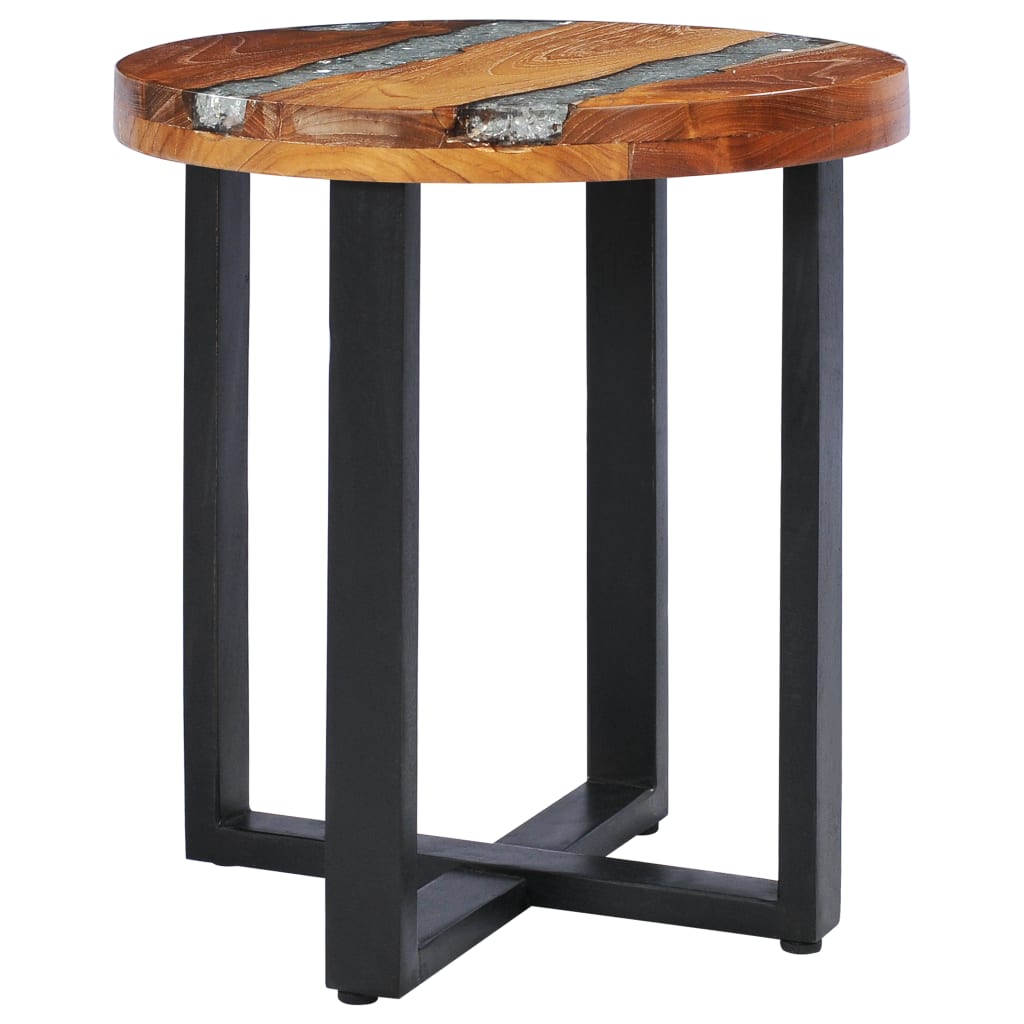 vidaXL Coffee Table 15.7"x17.7" Solid Teak Wood and Polyresin-0