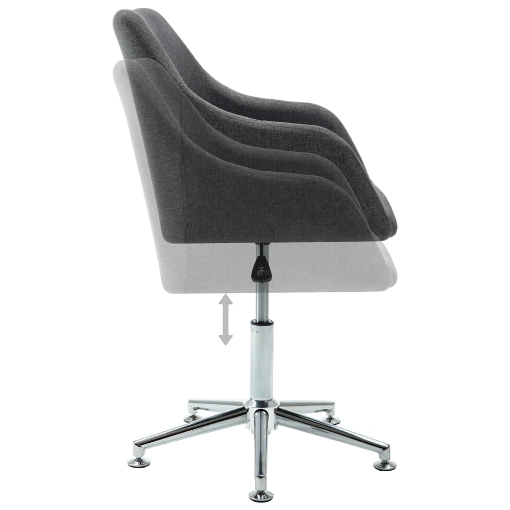 vidaXL Dining Chair 360 Degrees Swivel Accent Desk Chair with Arms Fabric-4