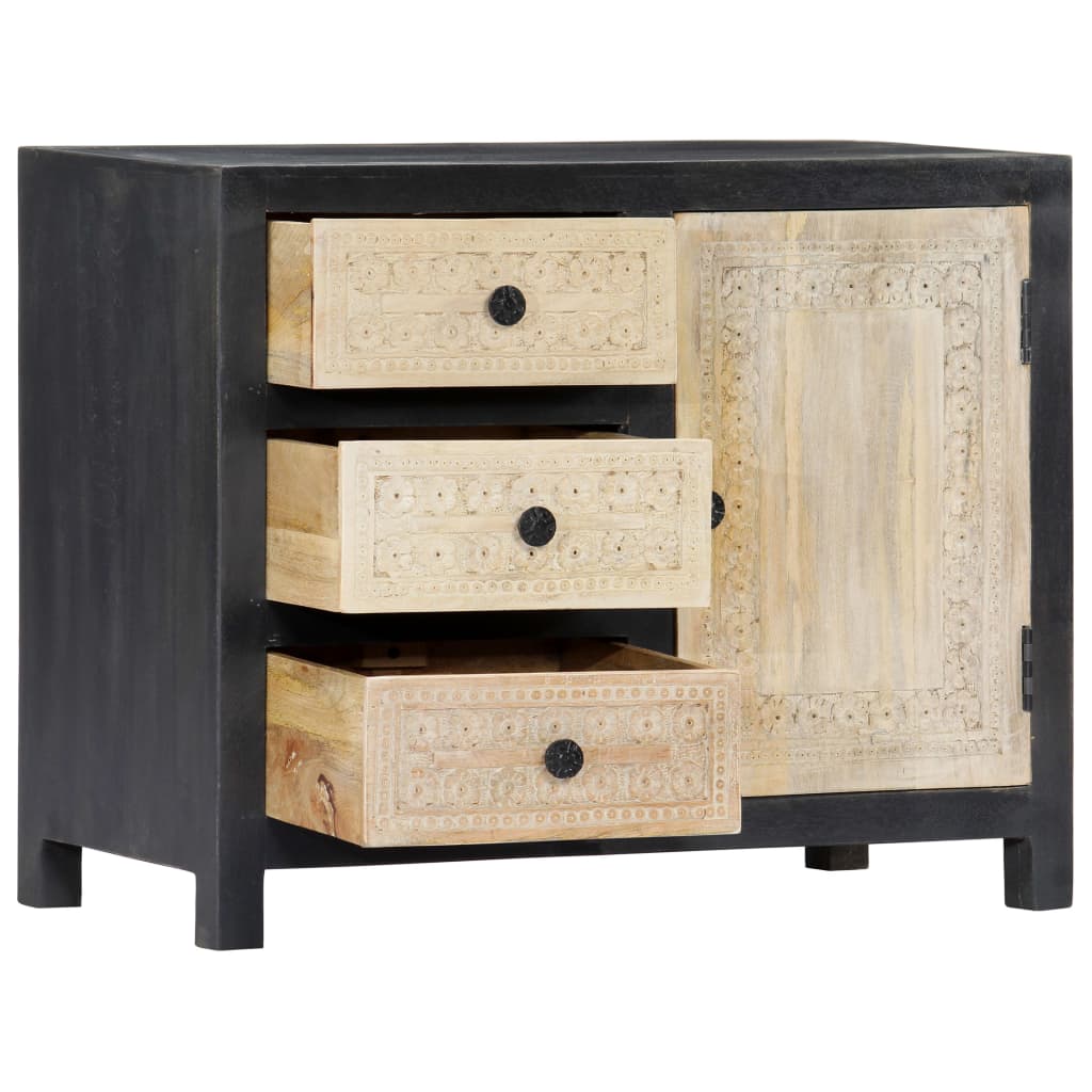 vidaXL Side Cabinet Sideboard Living Room Furniture Hand Carved Solid Wood Mango-3