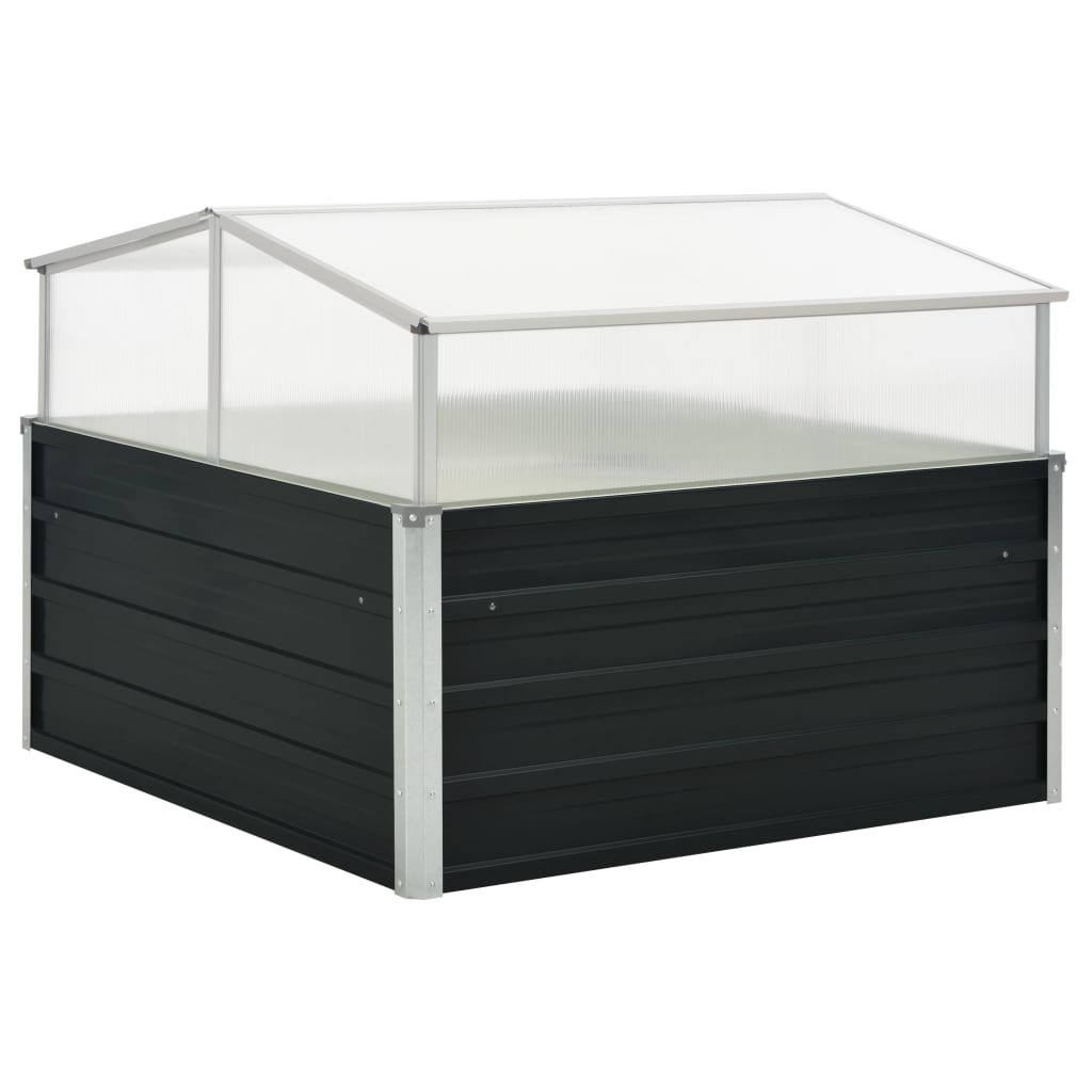 vidaXL Cold Frame Raised Garden Bed with Cover Greenhouse Galvanized Steel-2