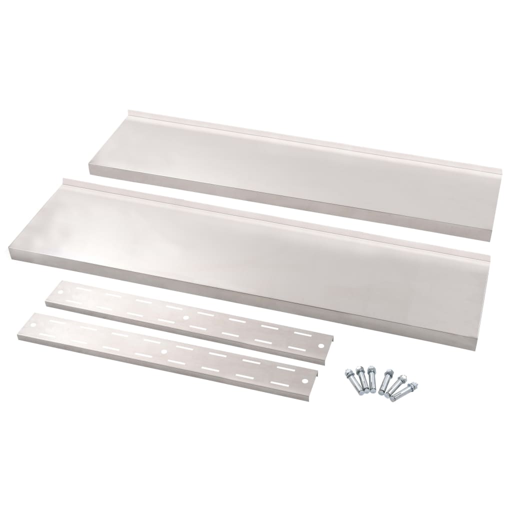 vidaXL Wall Shelf Floating Wall Mounted Display Shelf for DVD Stainless Steel-2