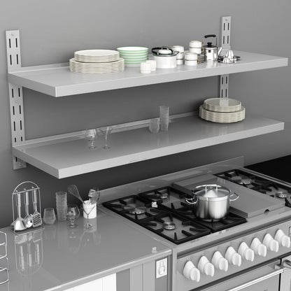 vidaXL Wall Shelf Floating Wall Mounted Display Shelf for DVD Stainless Steel-6