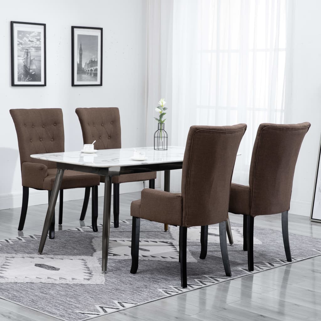 vidaXL Dining Chairs Accent Dining Chair with Armrests for Home Kitchen Fabric-5