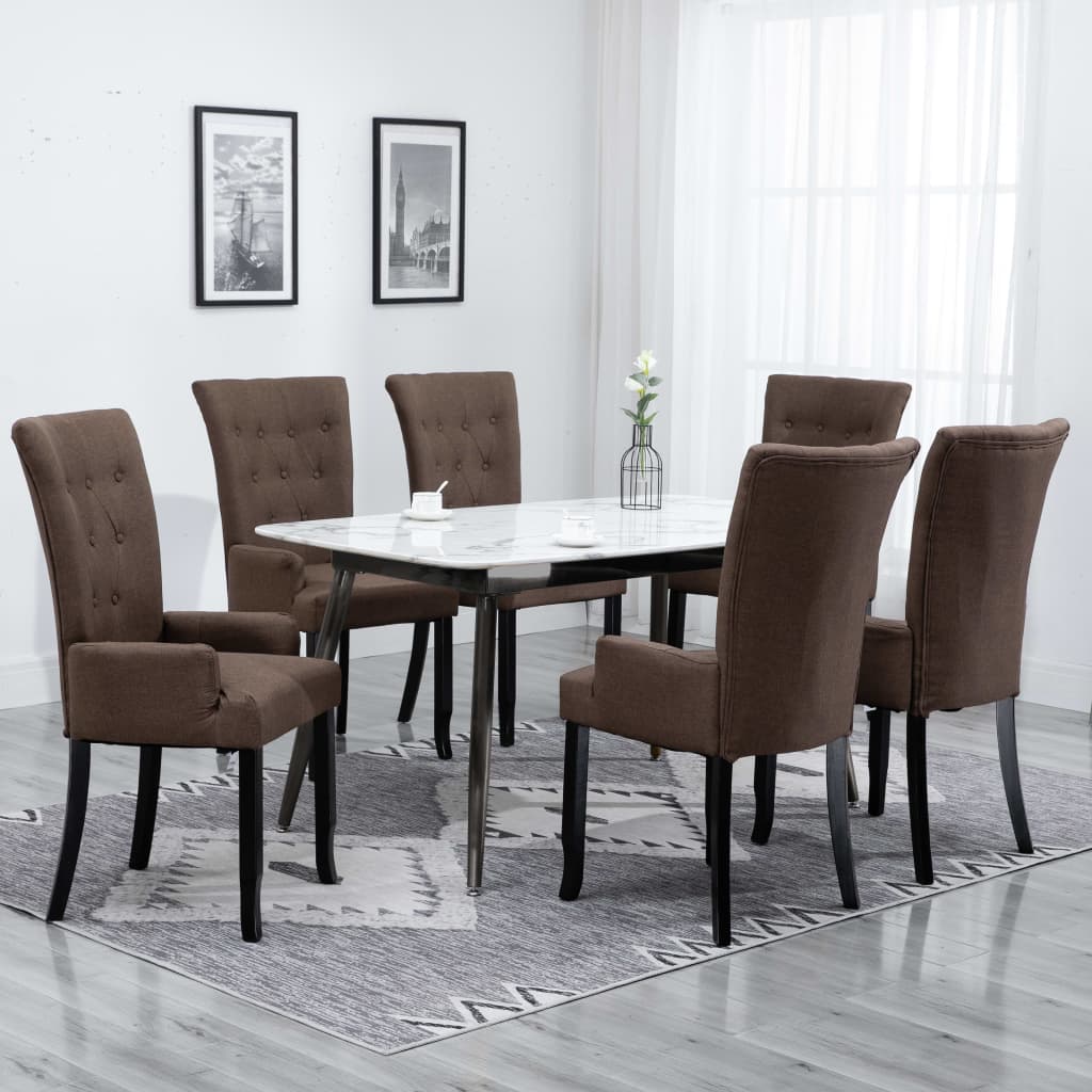vidaXL Dining Chairs Accent Dining Chair with Armrests for Home Kitchen Fabric-12