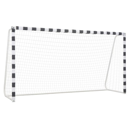 vidaXL Soccer Goal Training Soccer Net Practice Net Metal Black and White-0