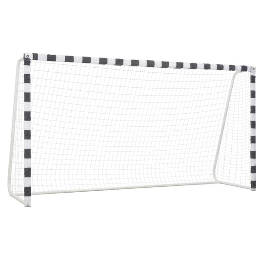 vidaXL Soccer Goal Training Soccer Net Practice Net Metal Black and White-0