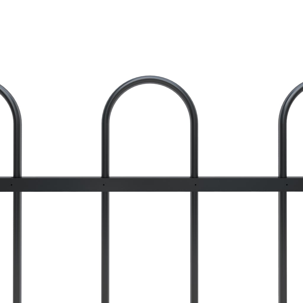 vidaXL Garden Fence Patio Privacy Screen Fence Wall with Hoop Top Steel Black-3