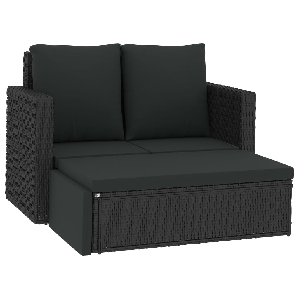 vidaXL Patio Furniture Set 2 Piece Patio Loveseat Outdoor Sofa Poly Rattan-1