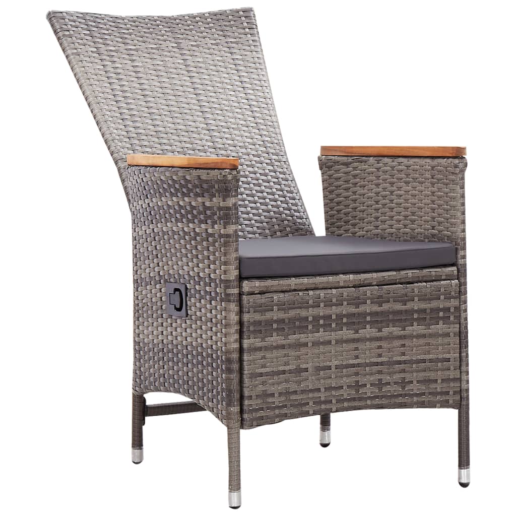vidaXL Patio Chairs 2 Pcs Patio Rattan Dining Chair with Cushions Poly Rattan-1