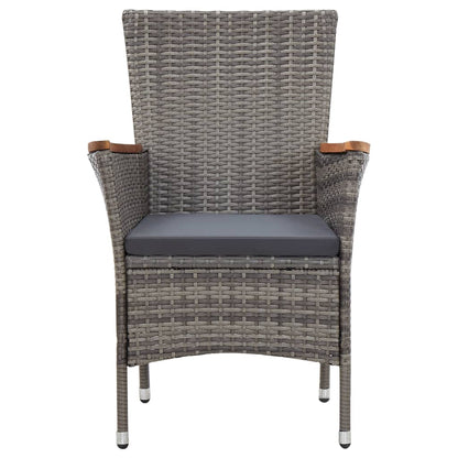 vidaXL Solid Acacia Wood Outdoor Dining Set 7/9 Piece Poly Rattan Gray Dinner-3