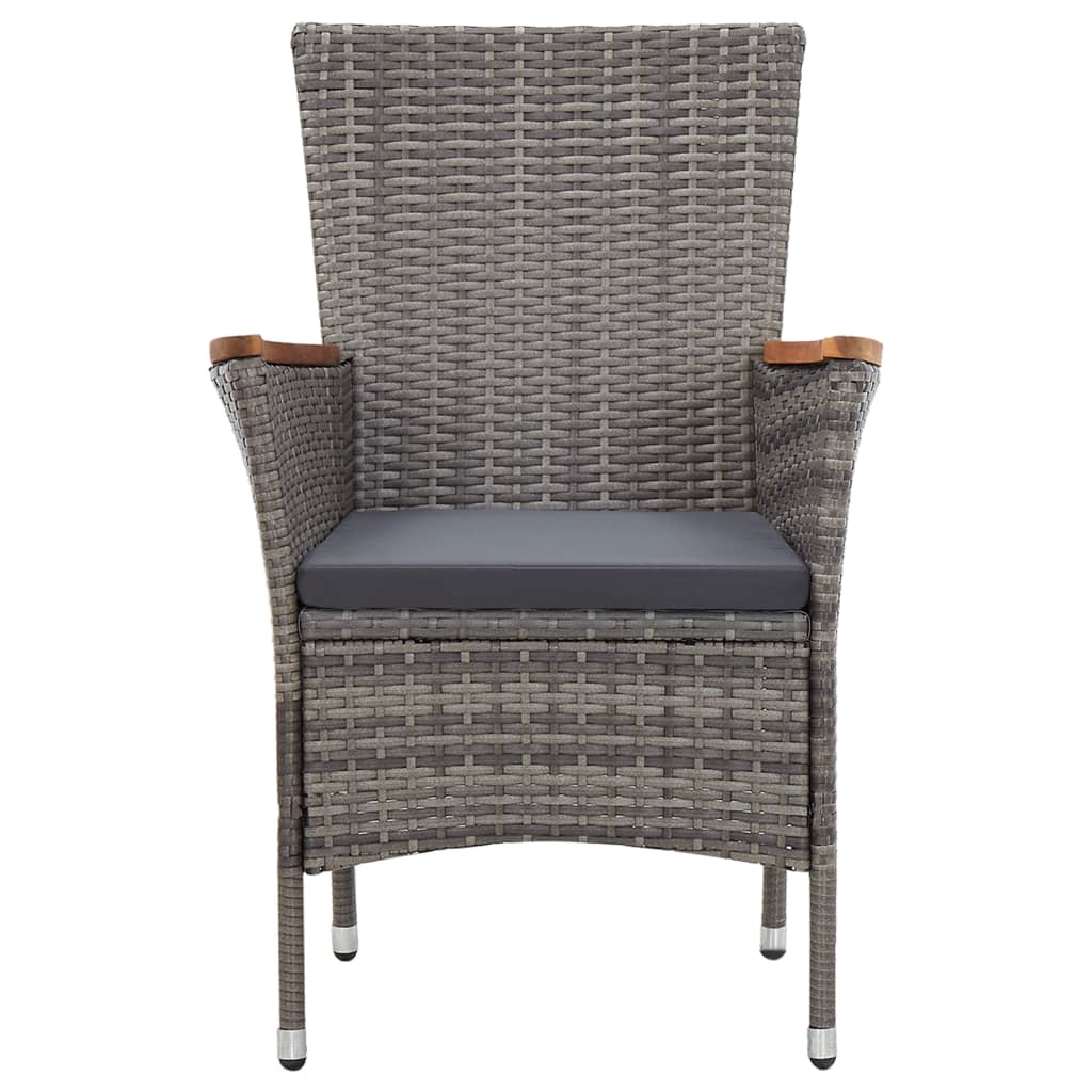vidaXL Solid Acacia Wood Outdoor Dining Set 7/9 Piece Poly Rattan Gray Dinner-3