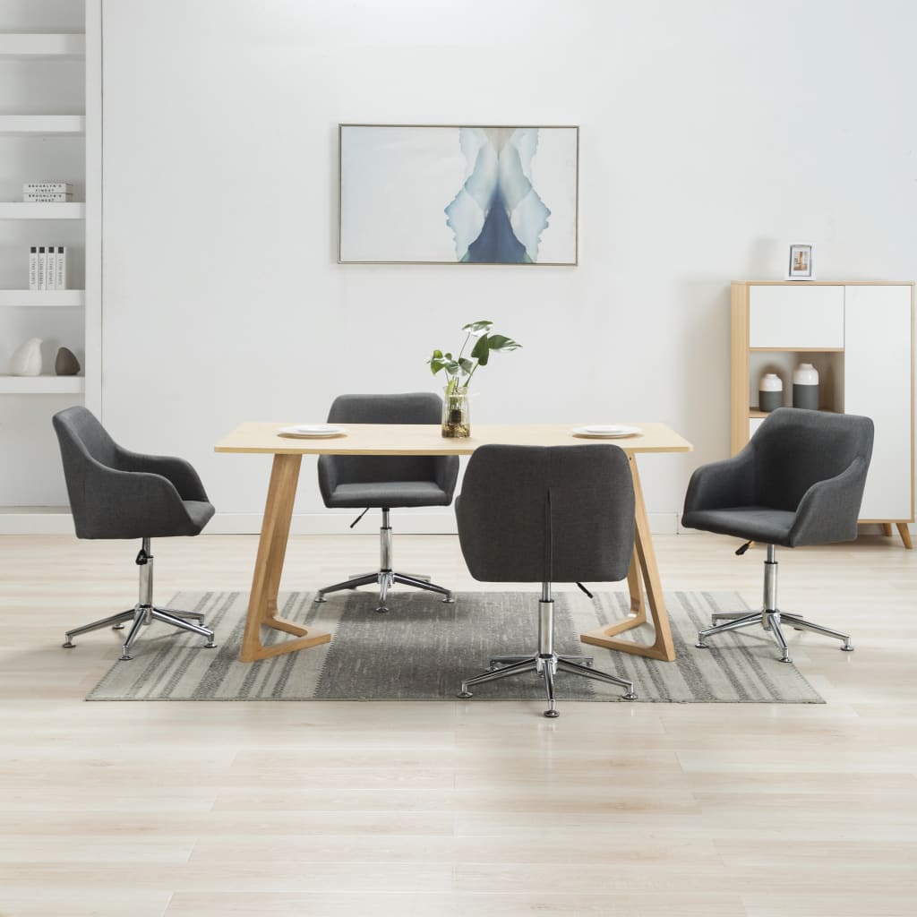 vidaXL Dining Chair 360 Degrees Swivel Accent Desk Chair with Arms Fabric-9
