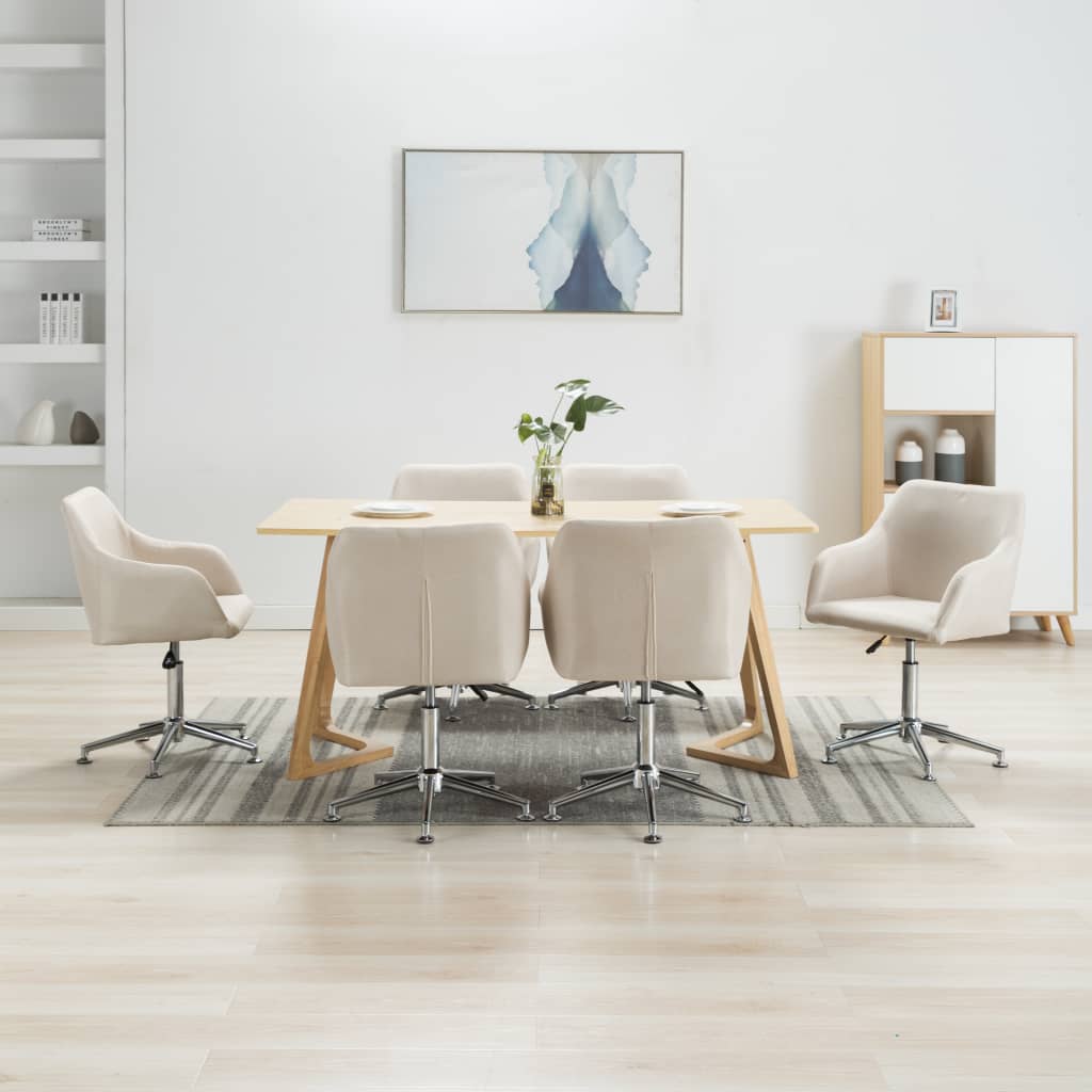 vidaXL Dining Chair 360 Degrees Swivel Accent Desk Chair with Arms Fabric-8