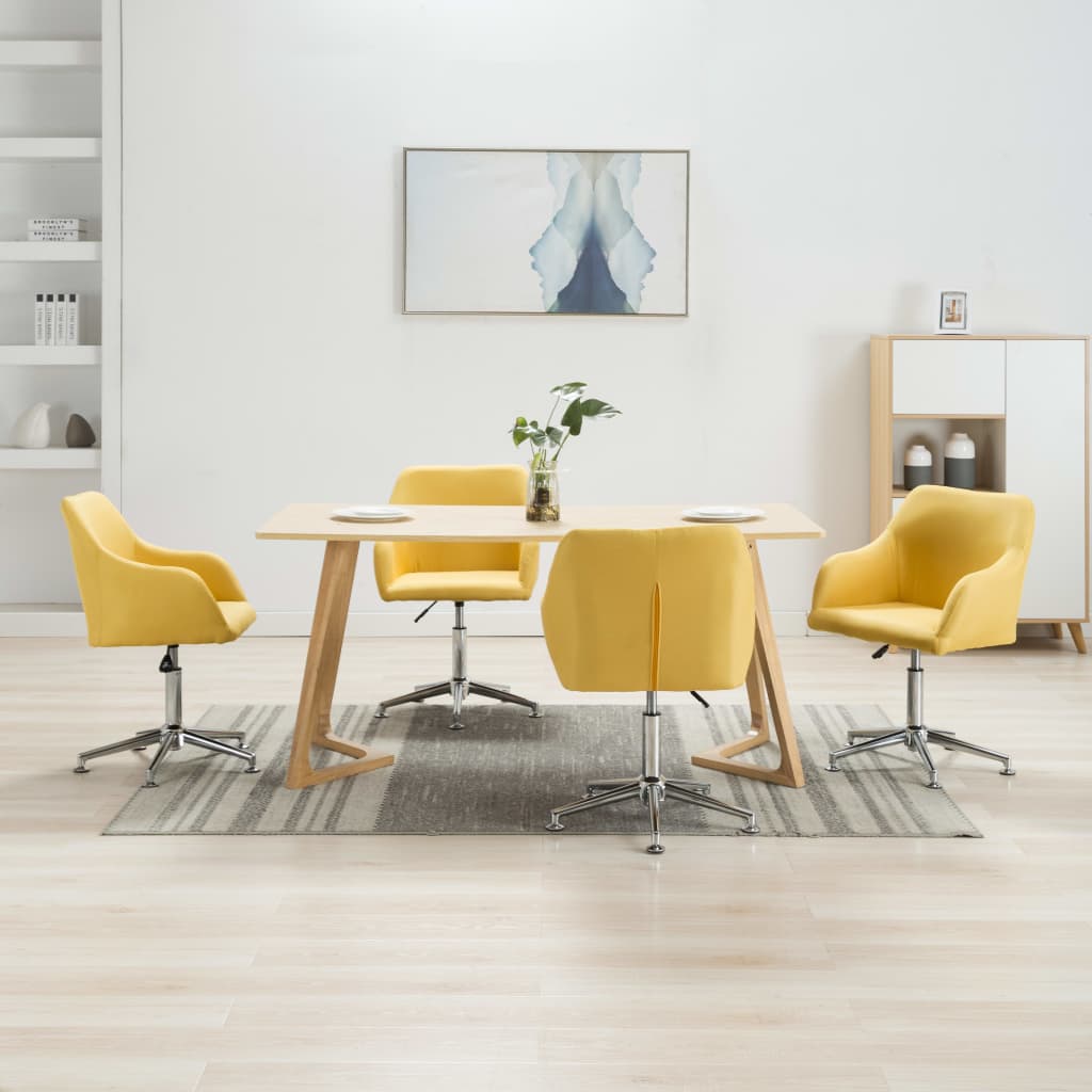 vidaXL Dining Chair 360 Degrees Swivel Accent Desk Chair with Arms Fabric-18