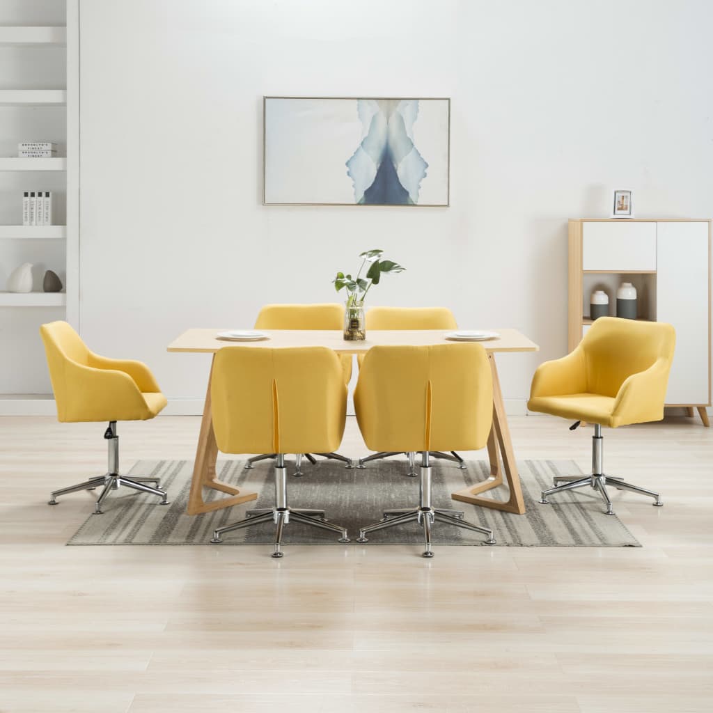 vidaXL Dining Chair 360 Degrees Swivel Accent Desk Chair with Arms Fabric-17