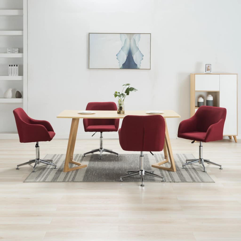vidaXL Dining Chair 360 Degrees Swivel Accent Desk Chair with Arms Fabric-16