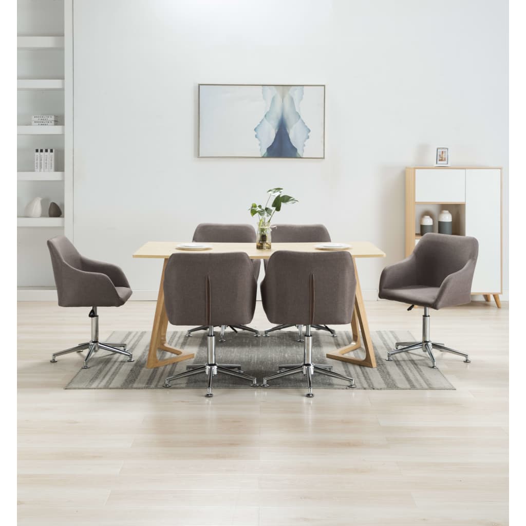 vidaXL Dining Chair 360 Degrees Swivel Accent Desk Chair with Arms Fabric-15