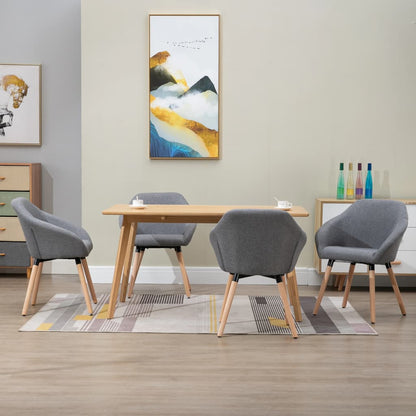 vidaXL Dining Chair Accent Upholstered Arm Chair with Solid Wood Legs Fabric-17