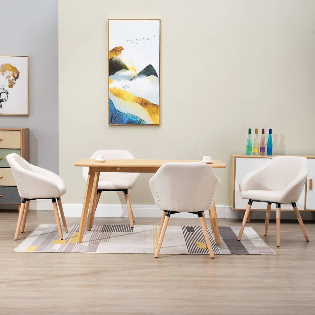 vidaXL Dining Chair Accent Upholstered Arm Chair with Solid Wood Legs Fabric-11