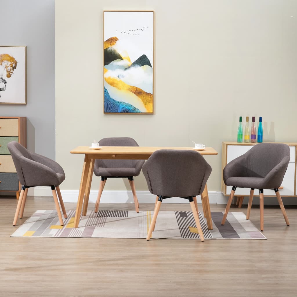vidaXL Dining Chair Accent Upholstered Arm Chair with Solid Wood Legs Fabric-18