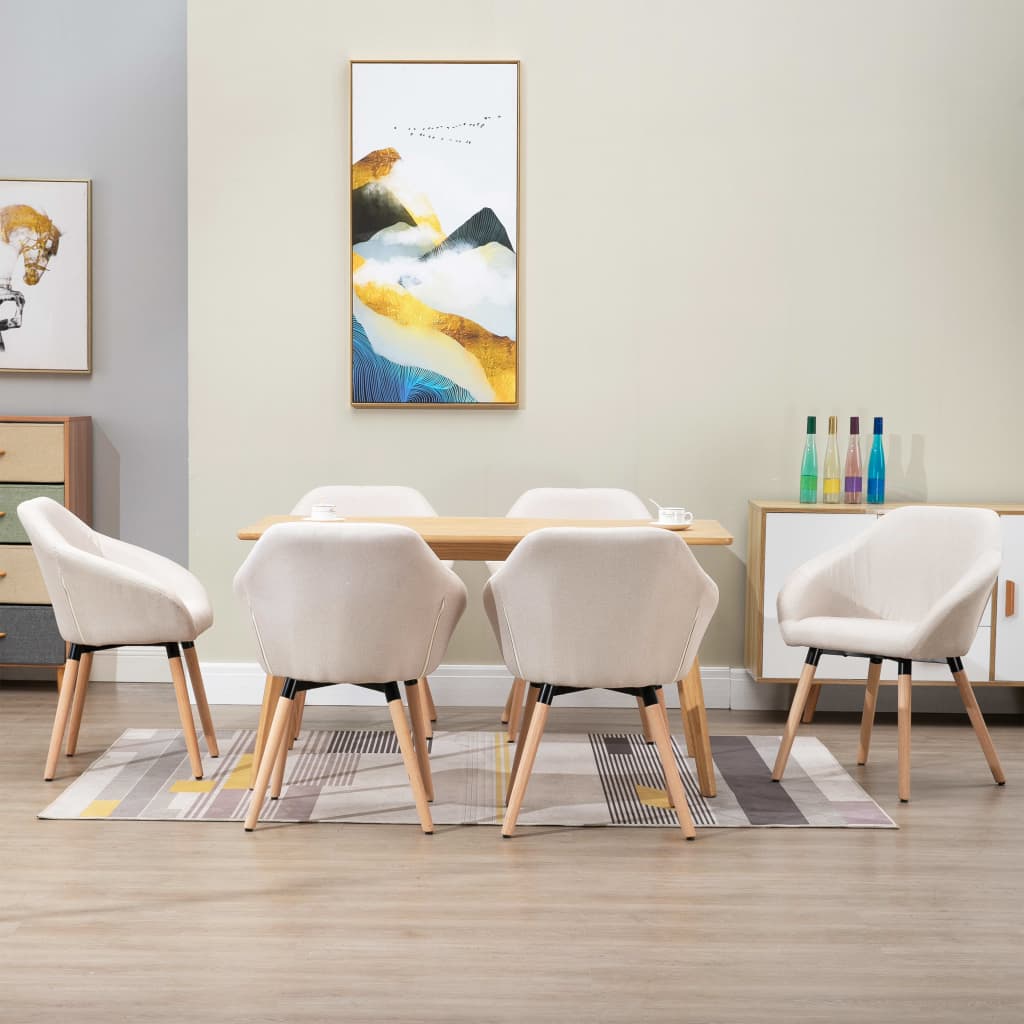 vidaXL Dining Chair Accent Upholstered Arm Chair with Solid Wood Legs Fabric-12