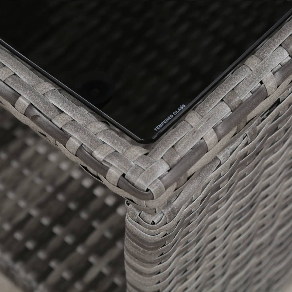 vidaXL 3 Piece Bistro Set with Cushions Poly Rattan Gray-1