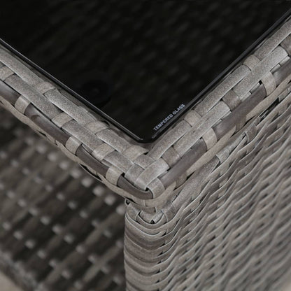 vidaXL 3 Piece Bistro Set with Cushions Poly Rattan Gray-1