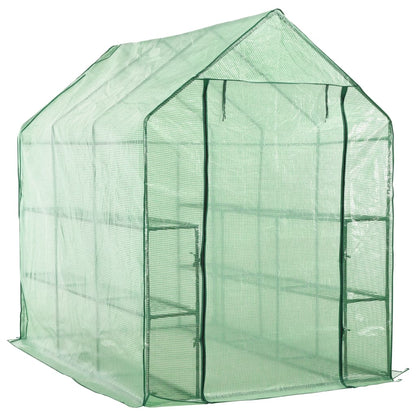 vidaXL Walk-in Greenhouse with 12 Shelves Steel 56.3"x84.5"x77.2"-0