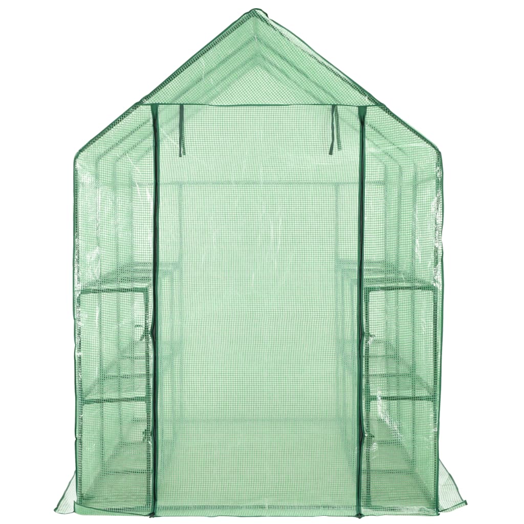 vidaXL Walk-in Greenhouse with 12 Shelves Steel 56.3"x84.5"x77.2"-3