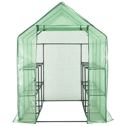 vidaXL Walk-in Greenhouse with 12 Shelves Steel 56.3"x84.5"x77.2"-4