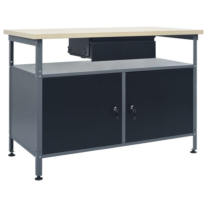vidaXL Workbench Black 47.2"x23.6"x33.5" Steel-0