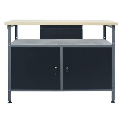 vidaXL Workbench Black 47.2"x23.6"x33.5" Steel-1