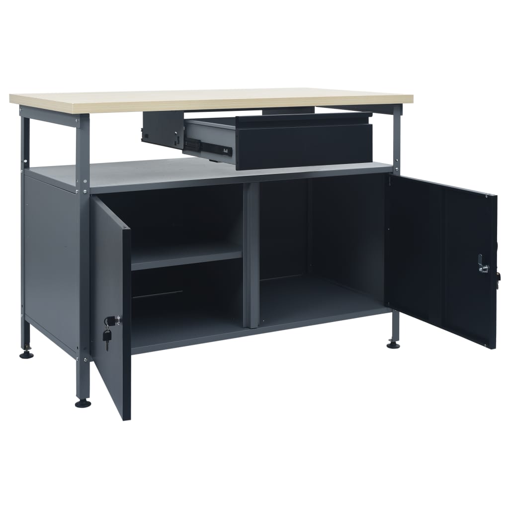 vidaXL Workbench Black 47.2"x23.6"x33.5" Steel-4