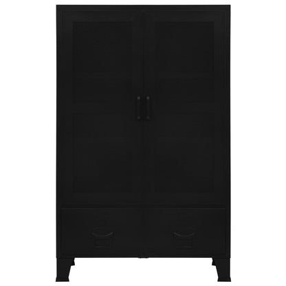 vidaXL Office Cabinet with Mesh Doors Industrial Black 29.5"x15.7"x47.2" Steel-4