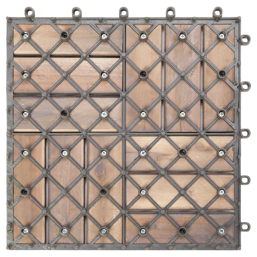 vidaXL Decking Tiles 10 pcs Gray Wash 11.8"x11.8" Solid Acacia Wood-3