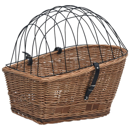 vidaXL Bike Rear Basket with Cover 21.7"x12.2"x14.2" Natural Willow-1