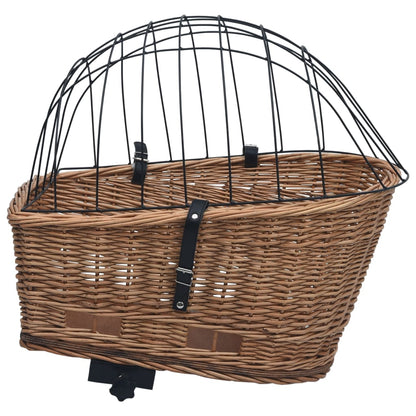 vidaXL Bike Rear Basket with Cover 21.7"x12.2"x14.2" Natural Willow-3